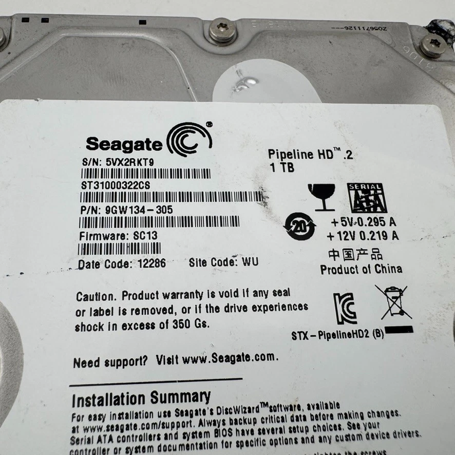 Hard Drive Seagate Pipeline HD.2 ST31000322CS 1 TB 5900RPM 16MB SATA II 3.5'' - Image 2 of 3