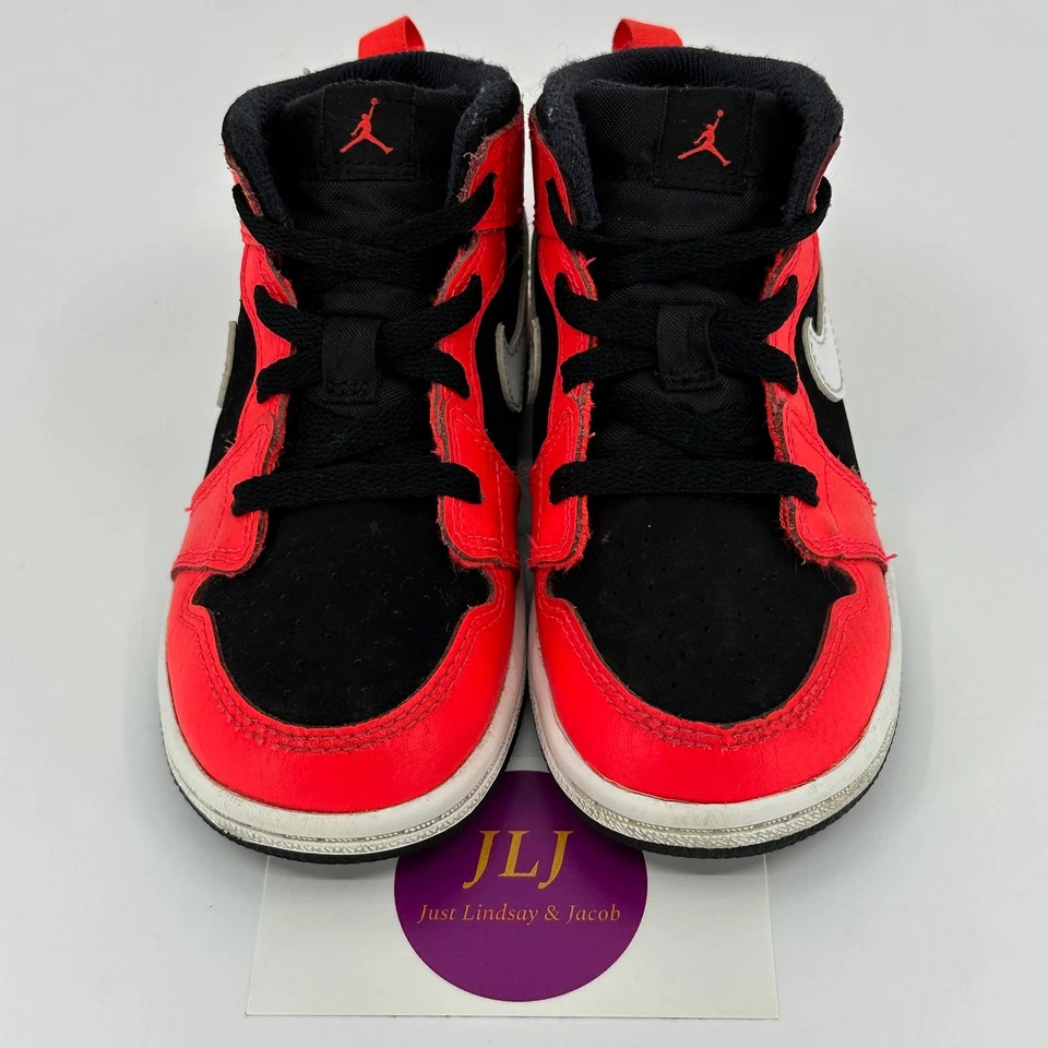 Zapatillas deportivas Air Jordan 1 Mid TD 'Infrarrojo 23' para niños pequeños 640735-061 talla 8C Foto 3 de 4