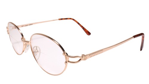 Genuine Vintage Gold Frame Womens Bifocal Reader Oval 3.00 Reading Glasses - Picture 2 of 4
