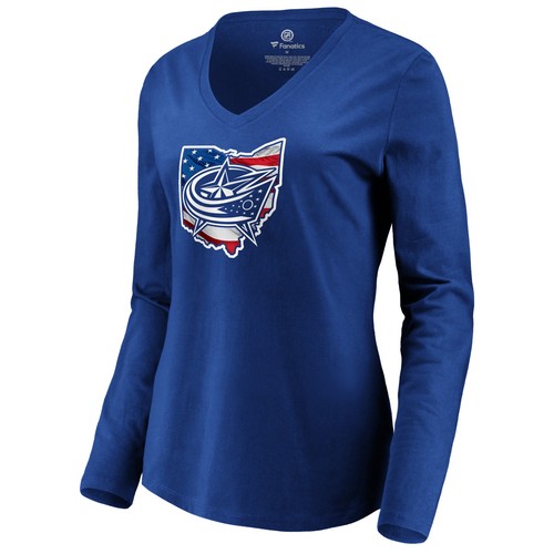 Women's Royal Columbus Blue Jackets NHL Banner State Long Sleeve T-Shirt - Picture 2 of 3