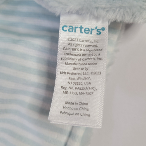 2023 Carters Tan White Panda Bear Plush Lovey Blue Stripe Baby Security Blanket - Picture 9 of 10