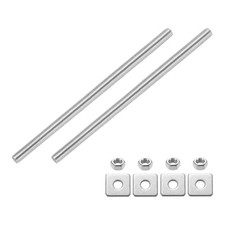 2Pcs Fully Threaded Rod, M10 x 200mm 201 Stainless Steel with Nuts Washers