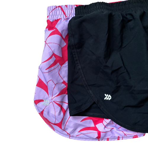 All In Motion Shorts Girls XL Black Purple Red Leaf Print Running Athletic Lot - Picture 6 of 6