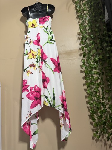 Laundry Shelli Segal Hankerchief Dress Pink Floral Chiffon Lined Midi NWT$149 - Picture 3 of 8