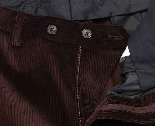 NUEVO CON ETIQUETAS ISAIA Napoli PANTALONES Pana Algodón Marrón Pantalón Lujo Italia 50 - Imagen 3 de 5