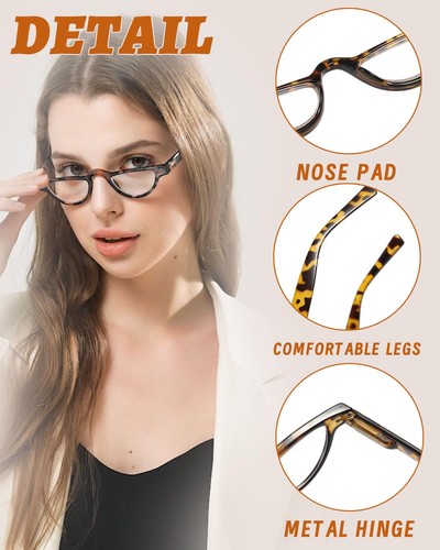 3 Pairs Plastic Retro Half Moon Frame Reading Glasses Lightweight Spring Hing... - Picture 4 of 6