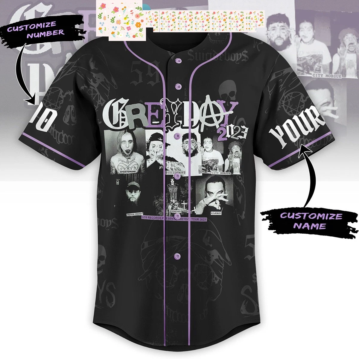 Grey Day Tour 2023 Personalized Baseball Jersey