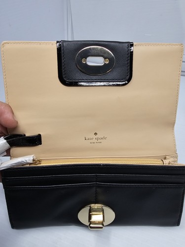 Nueva Cartera sin asas Kate Spade Turnlock Mara Hampton Road de cuero negra nueva con etiquetas - Imagen 3 de 8