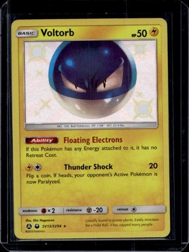 2019 Pokemon SM Hidden Fates Voltorb Shiny Vault #SV13/SV94