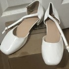 White Patent Leather Strappy Ankle Strap Buckle Block Heel Square Toe Women 9 — photo 1