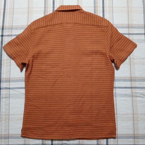 Camicia uomo Taylor Stitch arancione bruciato a righe 100% cotone biologico bottoni S/s 36 - Foto 6 di 8