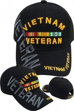 Vietnam Veteran Ribbons Text Shadow Mens Cap Baseball Cap - Black - Adjustable 