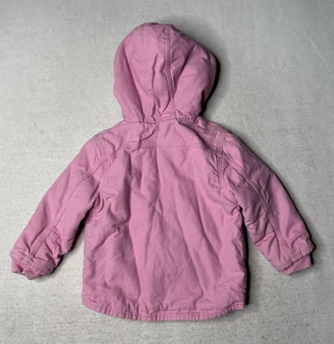 Carhartt Jacke Mädchen 24M Kleinkind Pink Duck Canvas Sherpa gefüttert Reißverschluss - Bild 4 von 5