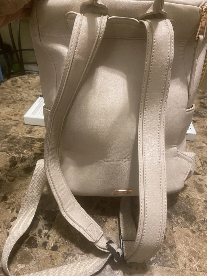 Aldo Cream Faux Leather Women Travel Backpack Gold & Brown Accents  - Image 4 of 4