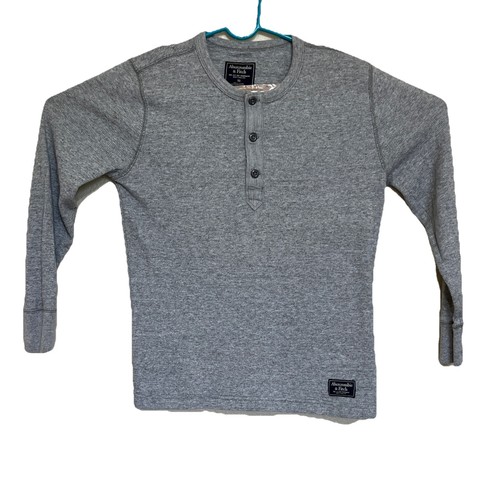 Abercrombie & Fitch Hemd Herren X Small XS Grau Muscle Henley Langarm Thermo - Bild 2 von 6