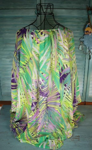 Jennifer Lopez grün/lila Kaftan Palme Prisma Küste Oase klein neu UVP 70 $ - Bild 4 von 13