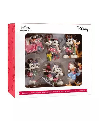BRAND NEW IN BOX Hallmark Disney Mickey Set of 6 Christmas Tree Ornaments - Picture 2 of 3