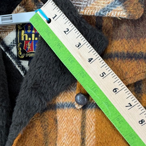 Vtg HIS Sportswear Wool Blend Coat Mens 38L Mackinaw Plaid Brown Thick Warm - Picture 14 of 15