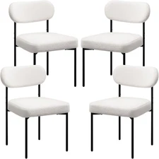 Dining Chairs Sets Lamb Velvet Trapezoidal Cushion Dining Kitchen Mid-Century Mo