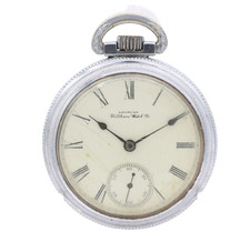 Antique 18s 1892 Waltham Pinstriped 15 Jewel Pocket Watch P.S. Bartlett Nickel