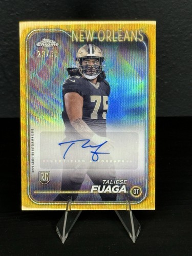 2024 Topps Chrome RA-TFU GOLD WAVE Taliese Fuaga RC AUTO 23/50 SSP Saints - Bild 1 von 3
