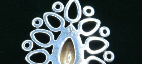 JAMES AVERY RETIRED 925/14K TEAR DROP OPEN LATICE WORK PENDANT WITH CHAIN - Picture 3 of 4