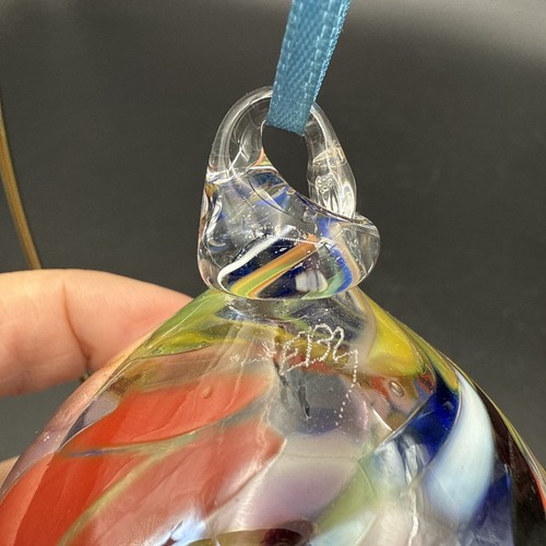 Friendship Witch Blown Glass Christmas Ornament Ball Rainbow Colors 3” Signed - Picture 6 of 8