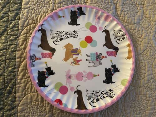 Set Of 4 Cynthia Rowley Lunch Plates 10.5” Birthday Party Dog Plates - EUC - Bild 2 von 3