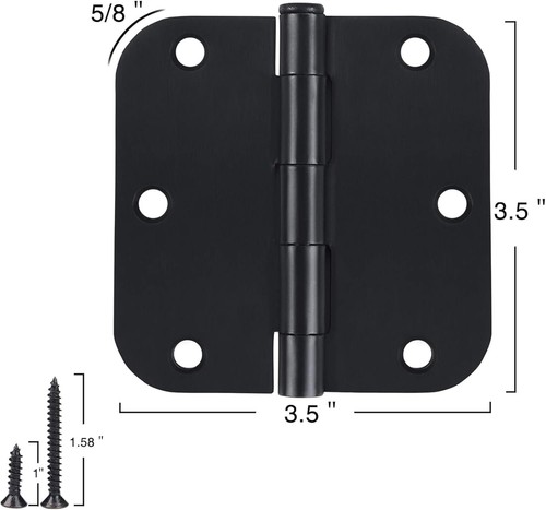 TDCHINGES 30 Pack Rounded Matte Black 30 Pack-no squeak, Black-Rounded - Picture 4 of 8
