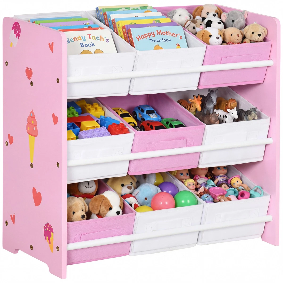 LIFENEY Scatola portaoggetti con motivo a stelle in Rosa, adatta per scaffali cubi, scatola per la cameretta dei bambini, tessuto impermeabile, 33 x 33 x 33 cm