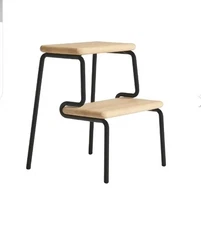 Woud Slalom Step Stool, White Pigmented Oak