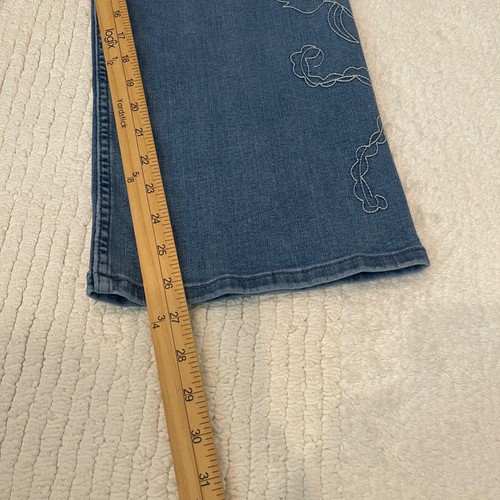 Zara Wide Leg Jeans Girls Size 11-12 Blue Embroidered Floral Medium Wash - Picture 11 of 12