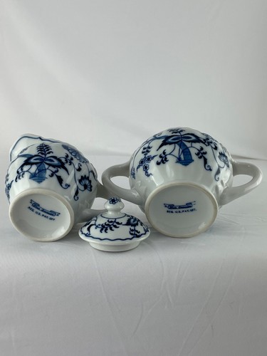 Blue Danube China Sugar Bowl with Lid and Creamer w/ Ribbon / Banner Logo - Picture 8 of 12