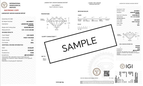 IGI Certified Lab Grown CVD Diamond ROUND Cut 1.54 Ct E Color VS1 Clarity Stone - Picture 5 of 15