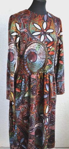 Kleid Handarb. neu 40 42 elast. Rot Braun Schwarz Weiß Blau Folklore Muster - Bild 6 von 10