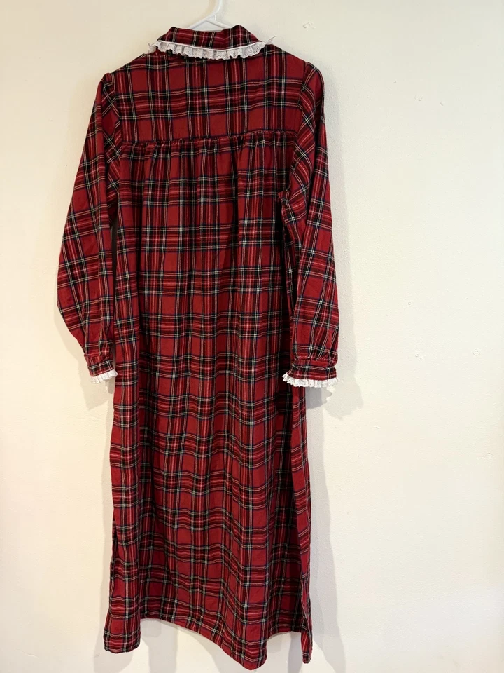 Vestido de noche Lanz Of Salzburg para mujer a cuadros con botones de encaje rojo talla S Foto 3 de 4