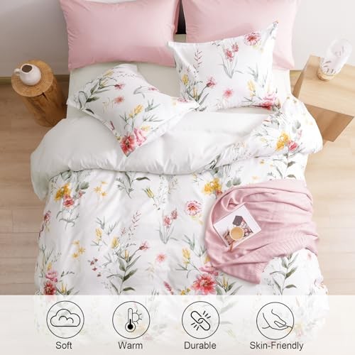 Ultra Soft Floral Duvet Cover Size, Queen White & Yellow (No Comforter) - Bild 3 von 7