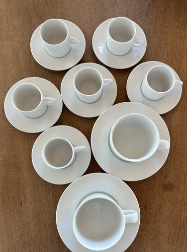 CRATE & BARREL PORCELIN CAPPUCCINO & ESPRESSO CUPS WITH BOTTOM PLATES - Picture 8 of 13