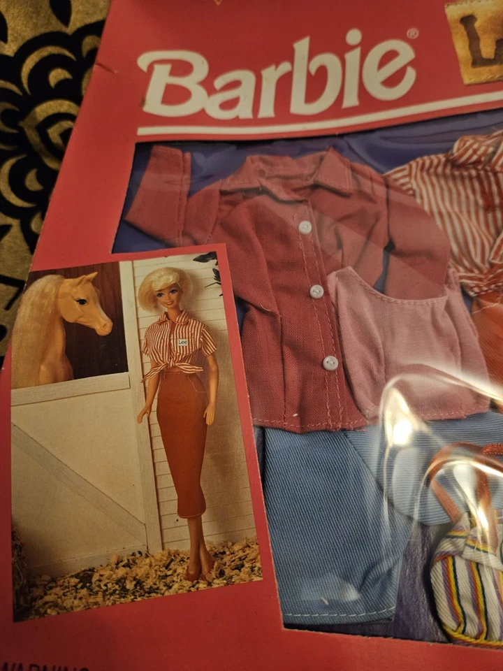 Nuevo 1995 Mattel Barbie Lee Jeans Moda Conjunto Conjunto #68308 - Muñeca Vintage Tela Foto 4 de 4