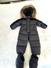 Moncler Blue Baby  Little Kid's Down Filled Snowsuit w Fur Hood  sz 12-18 m