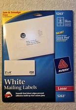 AVERY White Mailing Labels Laser 5263 - Open Box