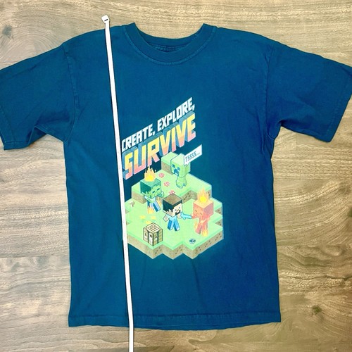 Minecraft Create, Explore, Survive Blue Graphic T-Shirt Boys Youth Sz M (10-12) - Picture 5 of 6