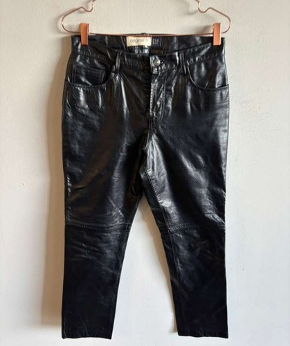 Pantalones bootcut de cuero genuino vintage Y2K GAP ajuste original para mujer negros talla 8 - Imagen 3 de 11