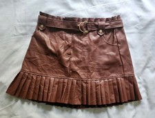 Zara Faux Leather Pleated Skirt Size XL Clay Brown VGUC