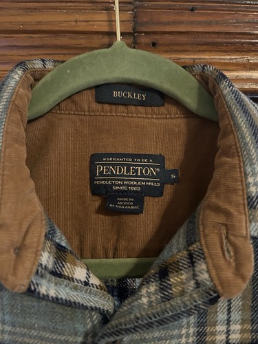 Pendleton Shadow Plaid Buckley Flanellhemd Knopfleiste Herren klein blau Western - Bild 8 von 10