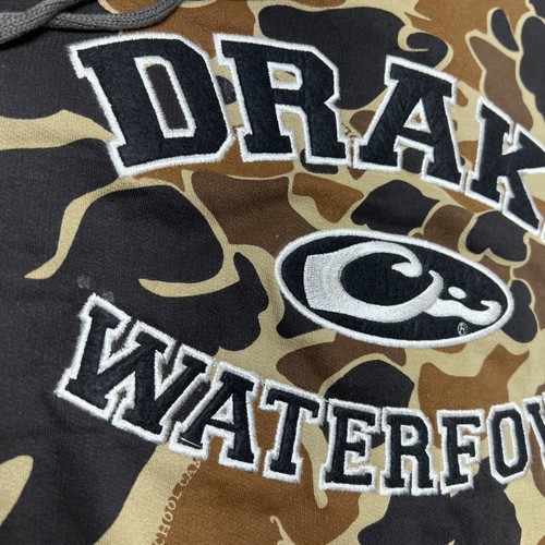 Drake Waterfowl Old School Camo Hoodie Mens Large Embroidered Spell Out & Logo - Picture 10 of 22