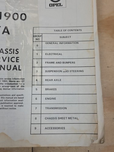 1973 Buick GT Opel 1900 Manta Service Manual Free Shipping - Picture 6 of 23