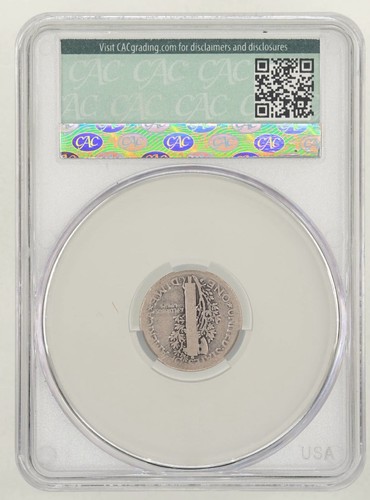 1916-D Mercury Dime 10c AG3 CACG Legacy CAC Sticker Crossover Key Date - Picture 4 of 5