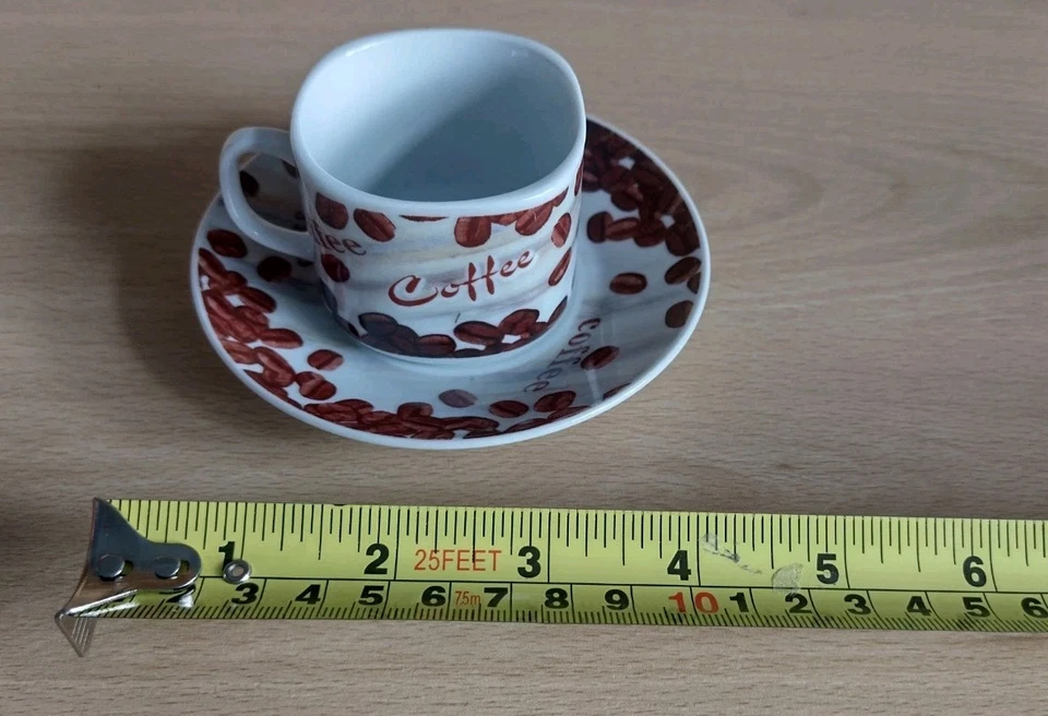 Galaxy Italian Style Coffee Espresso Cup & Saucer Set x 6 Boxed-Coffee Bean Logo - Image 3 of 4