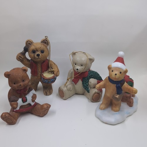 Vintage Holiday Teddybären Porzellan Nebel Konvolut Weihnachtsdeko 80er Jahre - Bild 1 von 22